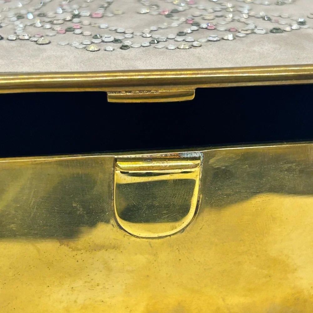 VERY RARE Vintage Ralph Lauren Suede Beaded Brass Jewelry Box